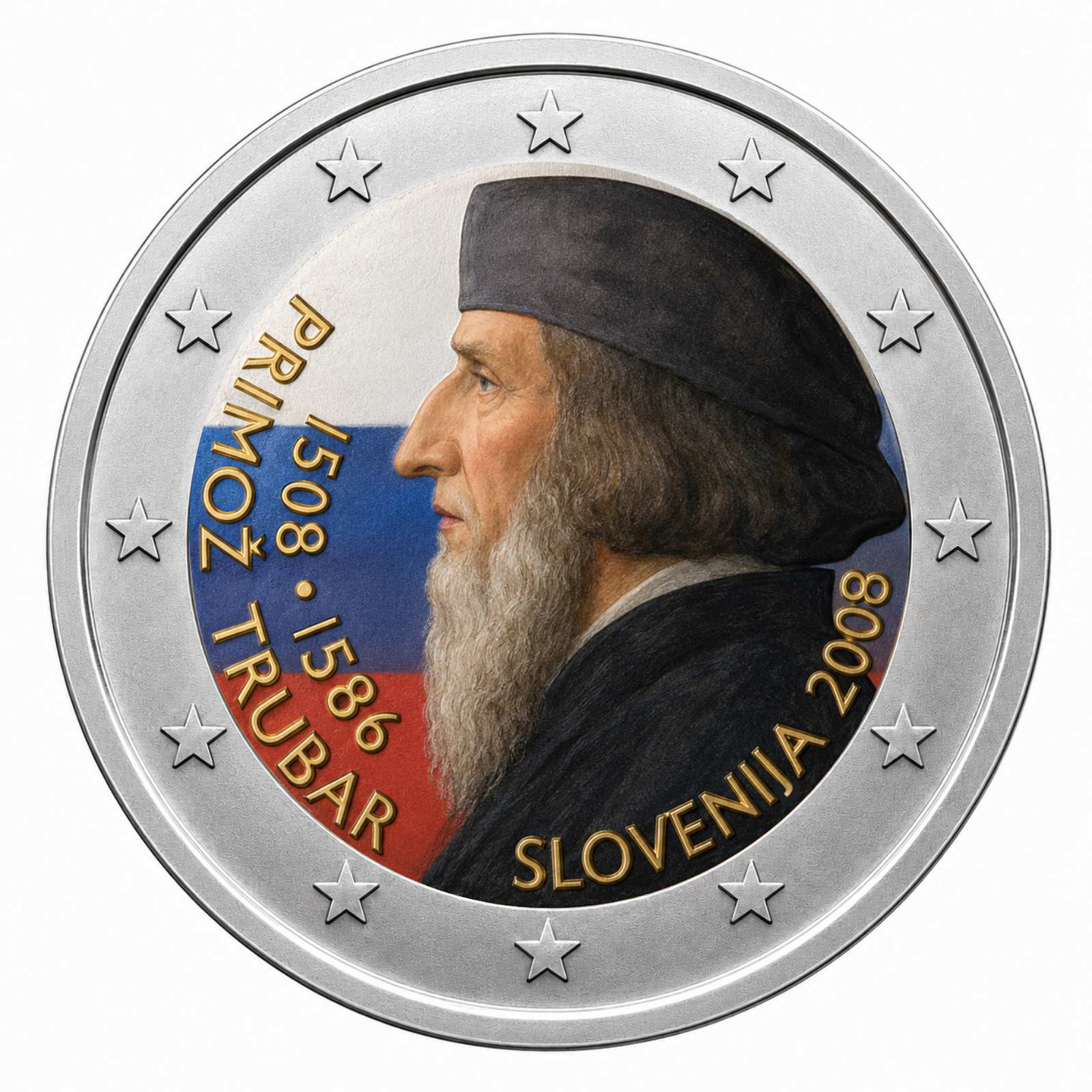 2 Euros Primož Trubar (Coloured)